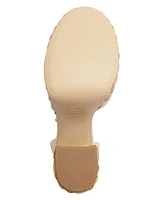 Schutz Women's Keefa High Straw Round Toe Sandals