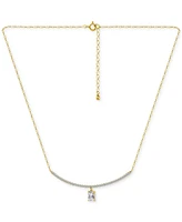 Giani Bernini Cubic Zirconia Curved Bar Baguette Pendant Necklace, 16" + 2" extender
