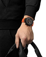 Tissot Men's Swiss Chronograph T-Race Orange Silicone Strap Watch 45mm