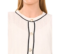 CeCe Women's Long-Sleeve Cardigan With Contrast Trim
