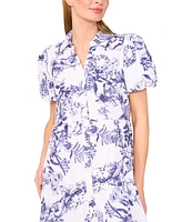 CeCe Women's Short Sleeve Tiered Maxi Shirt Dress