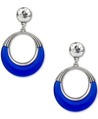 Patricia Nash Silver-Tone Half Color Doorknocker Drop Earrings