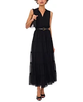 1.state Women's Split-Neck Sleeveless Maxi Dress