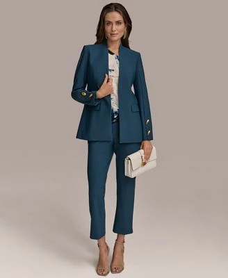 Donna Karan New York Womens Button Sleeve Blazer Slim Leg Ankle Pants Regular Petite