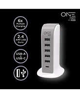 6 Usb Port Desktop Charging Power Tower Hub
