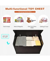 Costway Toddler Toy Box Wooden Flip-top Storage Chest Bench W/ Cushion Safety Hinge