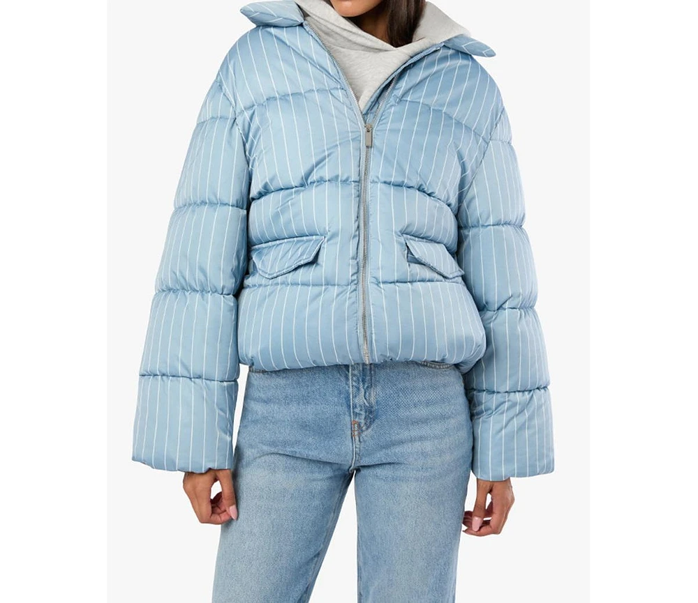 WeWoreWhat Women's Collar Puffer Jacket