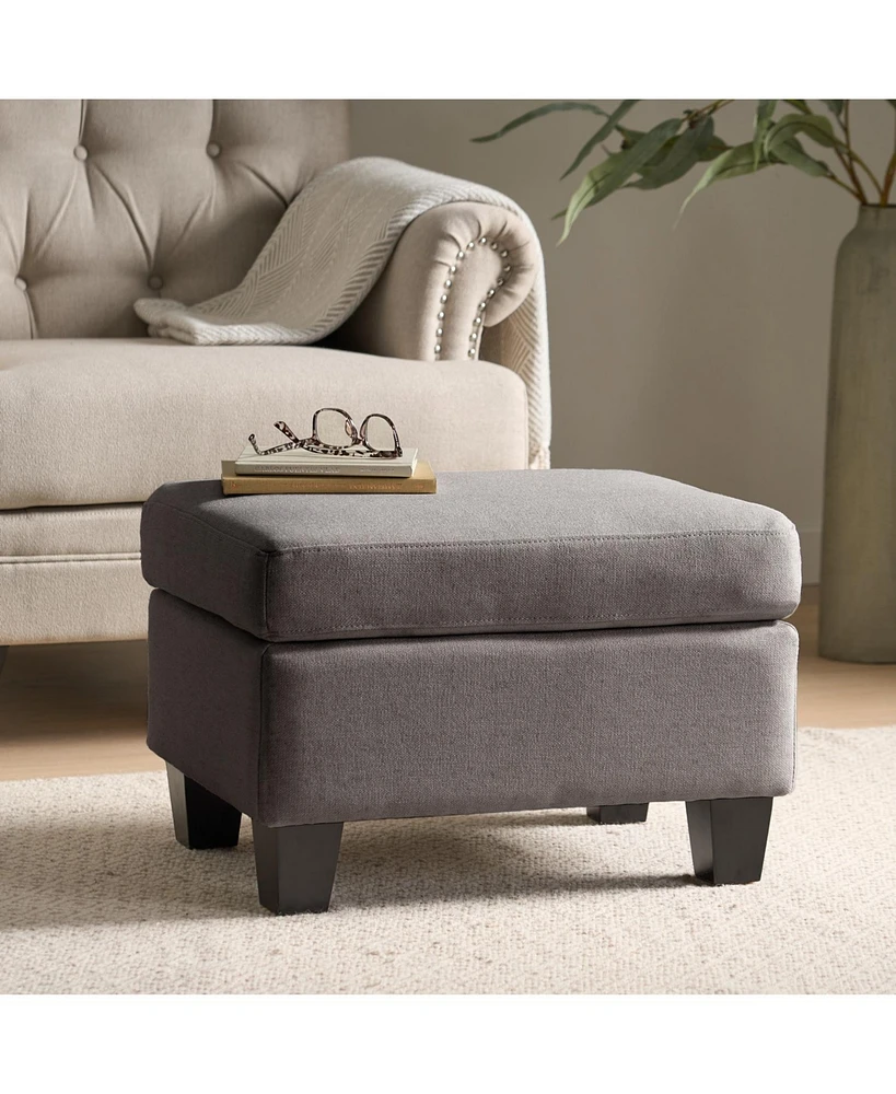 Contemporary Upholstered Ottoman with Birch Wood Legs: Versatile and Stylish