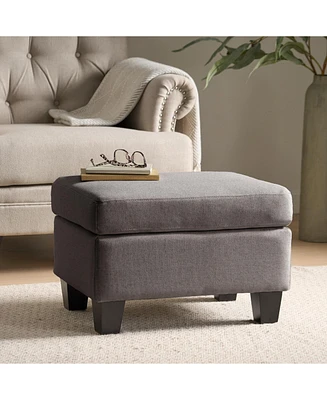 Contemporary Upholstered Ottoman with Birch Wood Legs: Versatile and Stylish