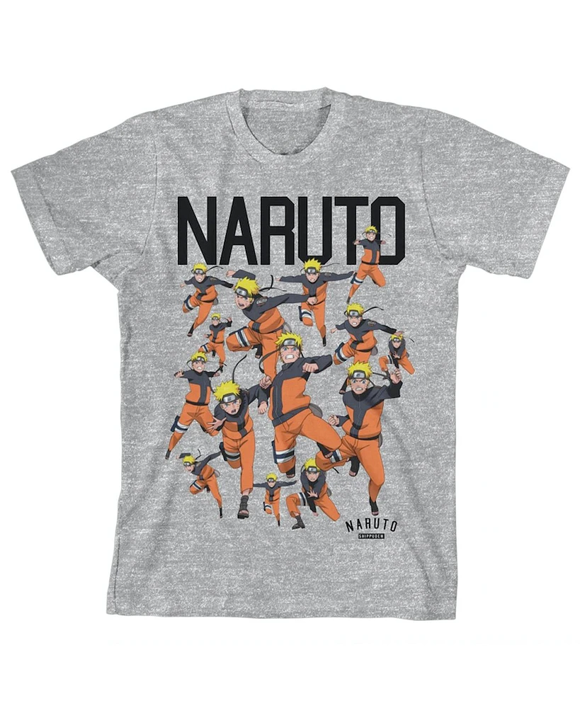 Naruto Boys Squad Art Youth Heather Gray Graphic Tee-xl