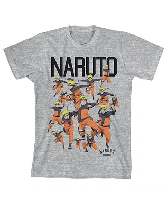 Naruto Boys Squad Art Youth Heather Gray Graphic Tee-xl