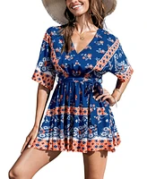 Cupshe Women's Meadow Muse Boho Mini Beach Dress
