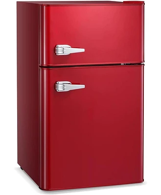 Zafro 3.2 cu.ft Compact Refrigerator with Freezer, Small Mini Fridge for Bedroom, Dorm, or Apartment, Features Adjustable Removable Glass Shelves for