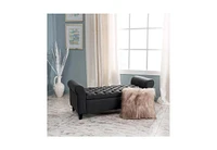 Tufted Storage Ottoman Bench with Rolled Arms, Button-Tufted Diamond Stitching, Soft-Close Hinges, and Versatile Design for Seating Storage-The Po