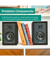 Electrohome Montrose Wireless Upgradable Vinyl Record Player with Berkeley, Powered Bluetooth Bookshelf Speakers, 1" Tweeter & 3" Driver, for Natural