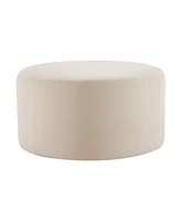 Round Velvet Upholstered Ottoman Modern Minimalist Design, Versatile as a Footrest, Extra Seating, or Stylish Coffee Table Alternative-The Pop Home