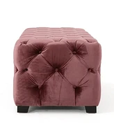 Tufted Velvet Ottoman Bench with Diamond Stitching, Modern Glam Upholstered Accent Piece, Versatile for Entryway, Living Room Seating-The Pop Home