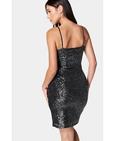 Bebe Women's High Slit Sequin Dress