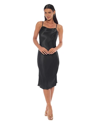 Bebe Women's Scoop Neck Satin Midi Dress