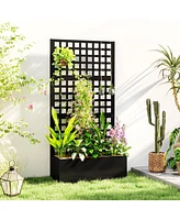 Outsunny Metal Planter Box with Trellis, Drain Holes, 35"x16"x70",
