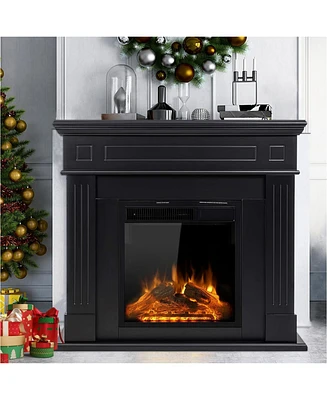 Cowsar 44" Electric Fireplace with Mantel, Free-Standing Heater with Wooden Surround and Log Effect, Remote Control, 750-1500W