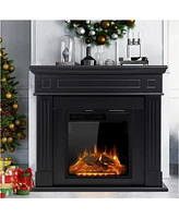 Cowsar 44" Electric Fireplace with Mantel, Free-Standing Heater with Wooden Surround and Log Effect, Remote Control, 750-1500W
