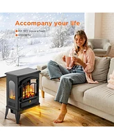 Cowsar Electric Fireplace Stove, Freestanding Fireplace Heater with Realistic Flame, 1000/1500W Fireplace Heater, Overheating Safety Device, Thermosta