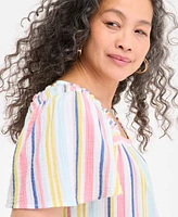 Style & Co Women's Cotton Striped Square-Neck Top, Exclusively at Macy's