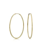 Bling Jewelry Timeless Minimalist Endless Continuous Lightweight Simple Thin 2-3mm Tube Hoop Earrings Gold Plated Finish 1.75,2