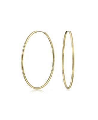 Bling Jewelry Timeless Minimalist Endless Continuous Lightweight Simple Thin 2 3mm Tube Hoop Earrings Gold Plated Finish 1.752 2.5 2.75 Inch Diameter