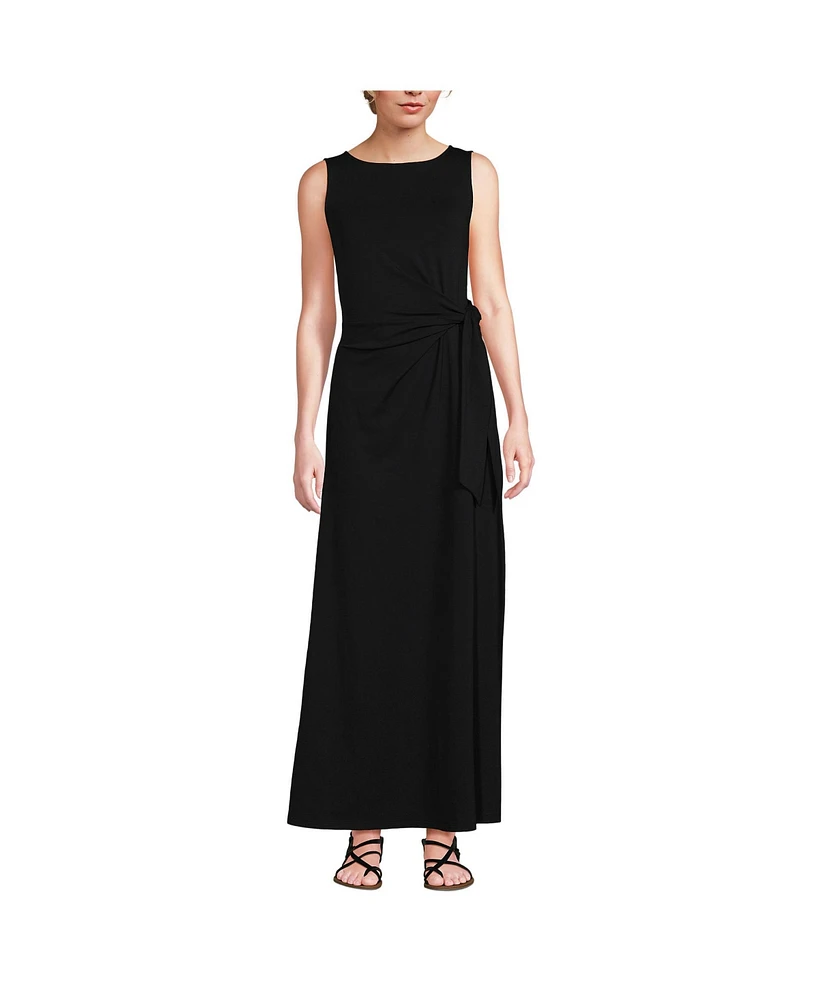 Lands' End Petite Cotton Modal Sleeveless Tie Waist Maxi Dress