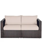 2PCS Patio Rattan Corner Sofa Sectional Furniture