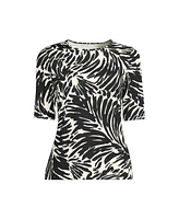 Lands' End Women's Long Elbow Sleeve Relaxed Upf 50 Rash Guard