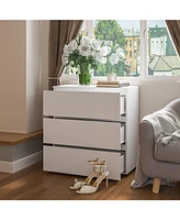 Bedside table with three drawers, multi-functional side table, end table in white wood, suitable for bedroom, living room, office