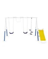 Xdp Recreation Blue Ridge Play Outdoor Swing Set with Glider, 2 Swings & Slide