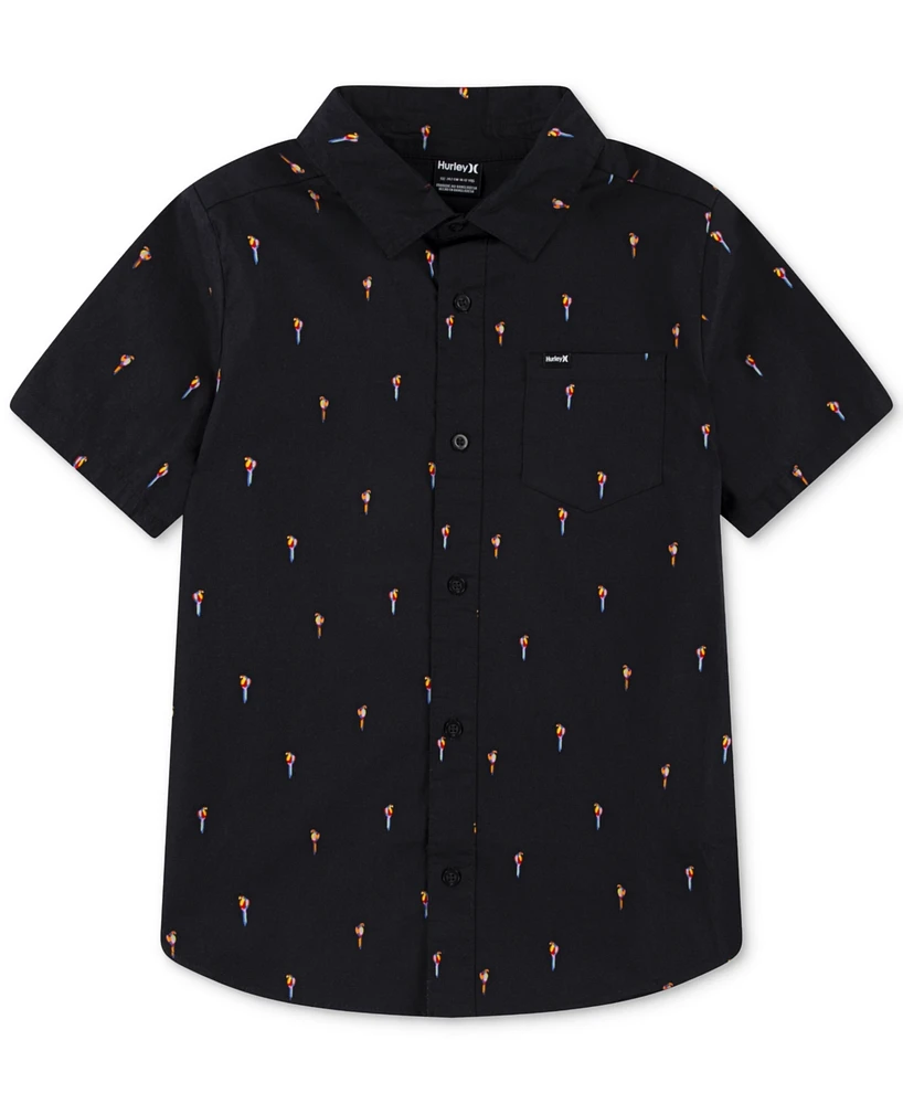 Hurley Big Boys Short-Sleeve Printed Stretch-Poplin Shirt