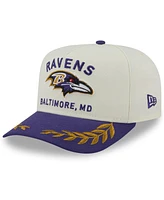 New Era Men's Cream/Purple Baltimore Ravens 2025 Nfl Draft A-Frame 9FIFTY Snapback Hat