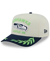 New Era Men's Cream/ College Navy Seattle Seahawks 2025 Nfl Draft A-Frame 9FIFTY Snapback Hat