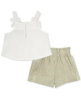 Rare Editions Baby Girls Embroidered Gauze Top & Shorts, 2 Piece Set