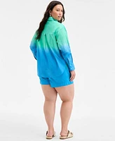 On 34th Trendy Plus Size Ombre Rhinestone Shirt Ombre Drawstring Shorts Exclusively At Macys