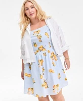 On 34th Trendy Plus Size Utility Jacket Printed Mini Dress Exclusively At Macys