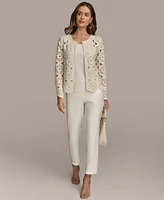 Donna Karan New York Women's Crochet Cotton Blend Cardigan