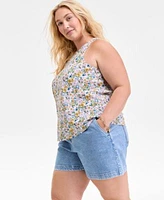 On 34th Trendy Plus Size Floral Print Tank Top Denim Shorts Exclusively At Macys