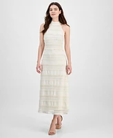 Anne Klein Women's Lace Knit Mock Neck Halter Dress