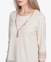 Alfred Dunner Women's Summer Solstice Lace Trimmed Knit Top