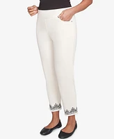Alfred Dunner Women's Natural Instinct Classic Cuffed Medallion Ankle Pants