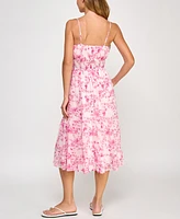 Trixxi Juniors' Printed Twist-Front Midi Dress