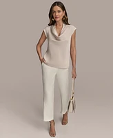 Donna Karan New York Women's Cap Sleeve Satin Cowlneck Top
