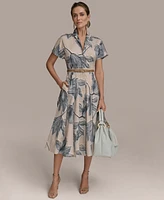 Donna Karan New York Women's Belted Floral Shirtdress