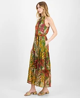 Anne Klein Women's Printed Chiffon Halter Maxi Dress